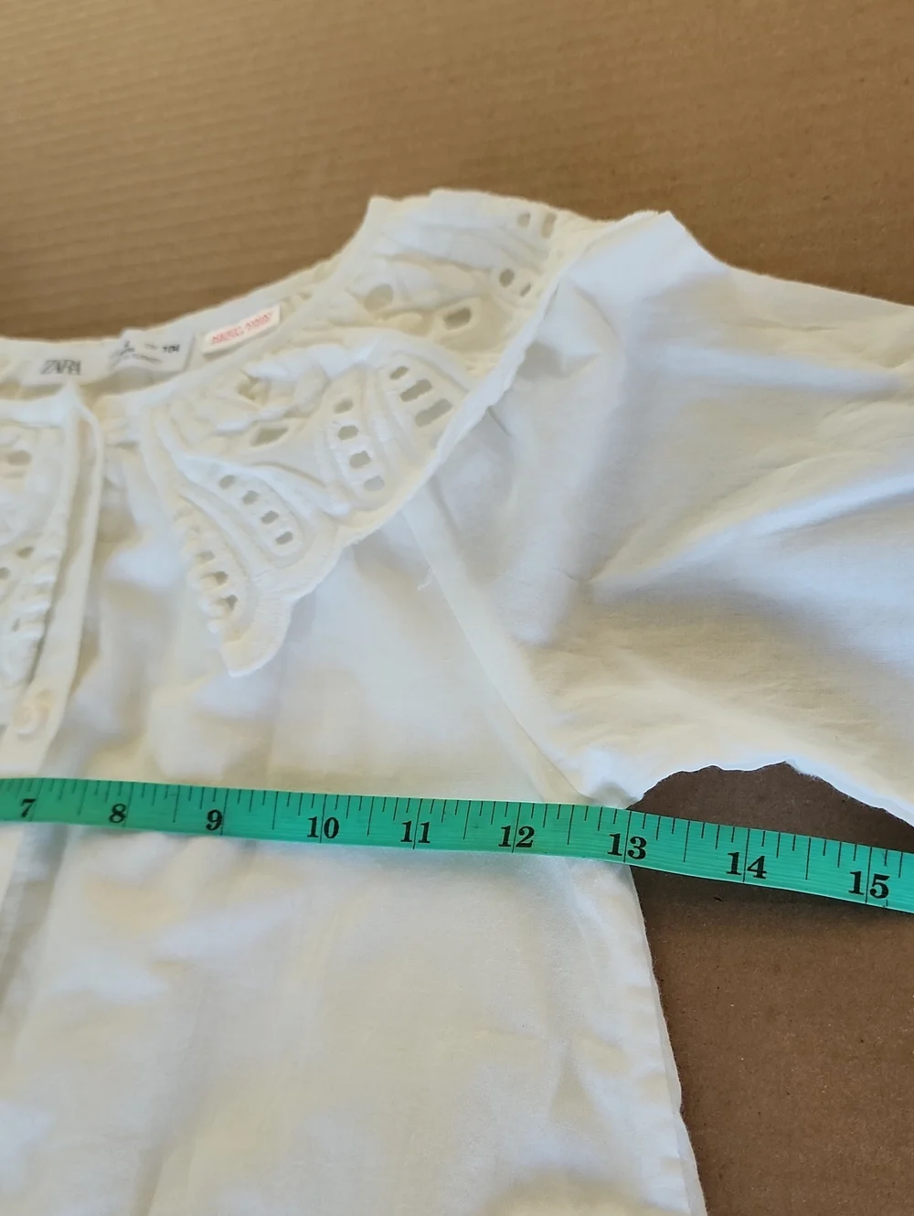 Zara Kids White Eyelet Button-Front Dress, Size 4 years